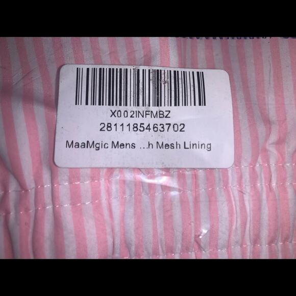 Maamgic Men’s Swim Trunks. Pink White. Small - Picture 4 of 11